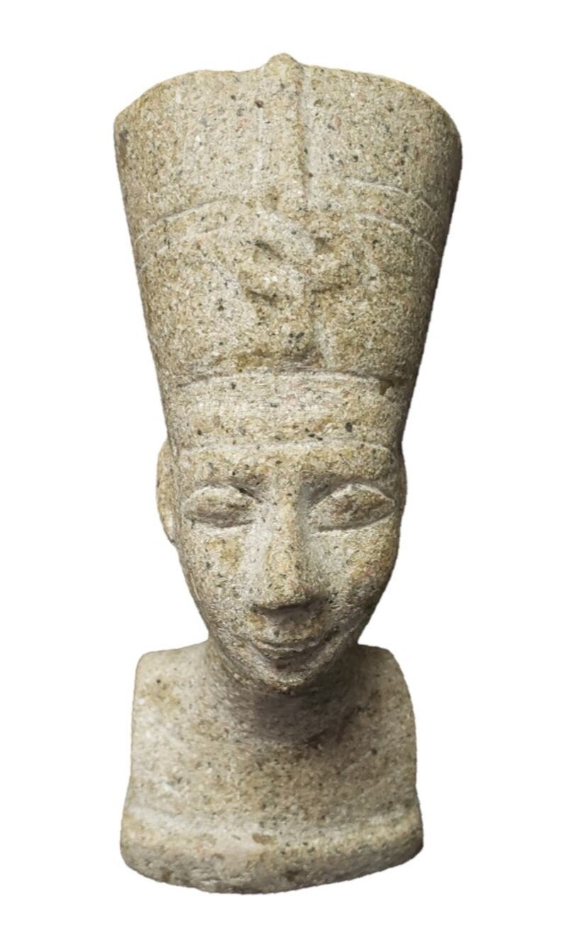 Ancient Egyptian Queen Nefertiti Bust Statue Heavy Granite Stone